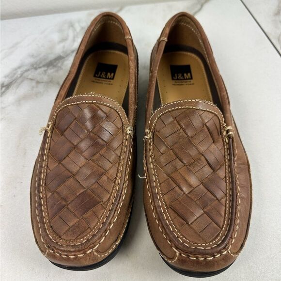 Johnston & Murphy J&M Men\'s Brown Woven Leather Slip On Loafers, Sz 8 main image 7